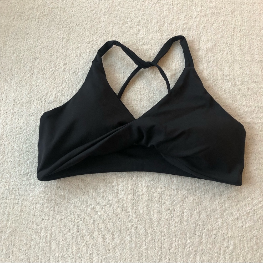 Black twist front sports bra